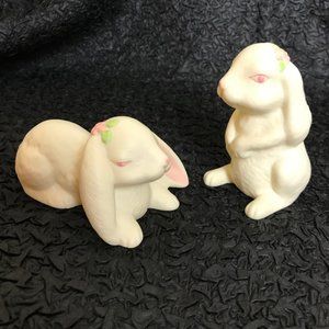 Vintage Meico Pair White Lop Ear Bunnies Rabbits